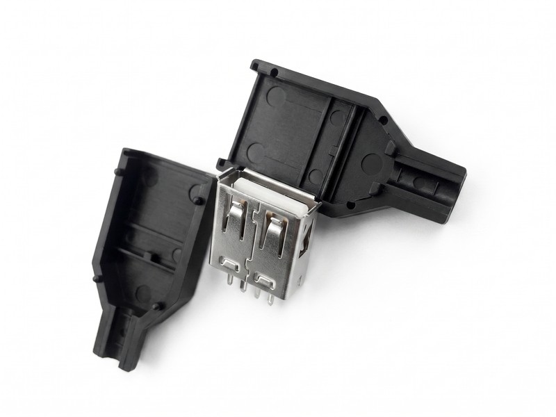 Роз'єм USB мама 2.0 Type-A (Female) під пайку, розбірний корпус для монтажу на кабель