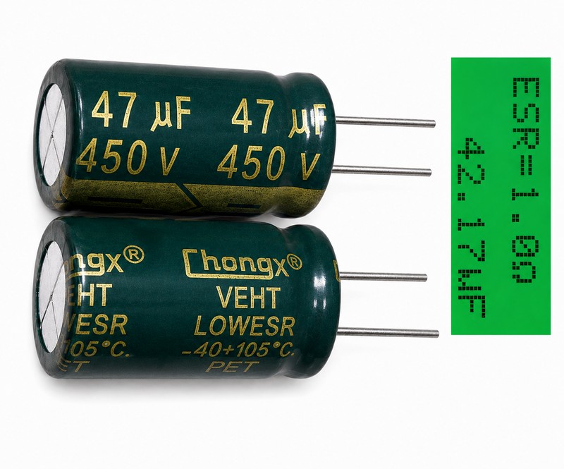 Конденсатор 47мкФ 450В 15*24 Low ESR электролитический, радиальный (47uF 450V)