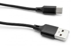 Кабель USB Type-C 2 м для зарядки та передачі даних, чорний шнур посилений нейлоновий