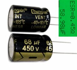 Конденсатор 68мкФ 450В 18*25 Low ESR электролитический, радиальный (68uF 450V)