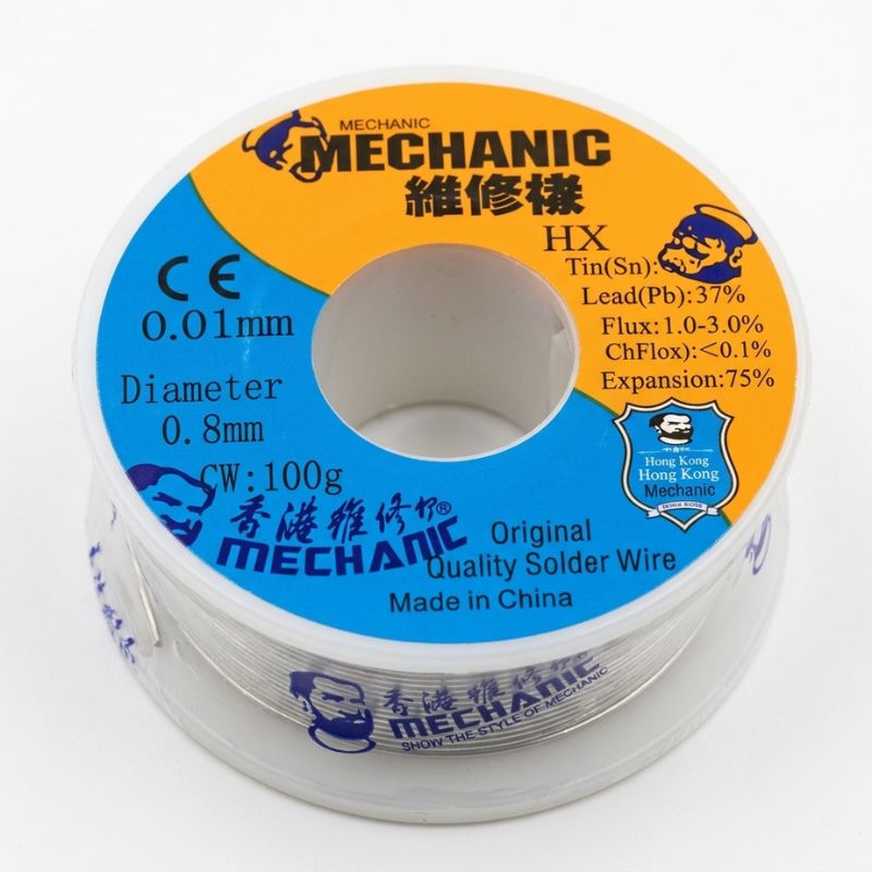 Припой mechanic 100г с флюсом 0.8 мм Sn63/Pb37 оловянно-свинцовый